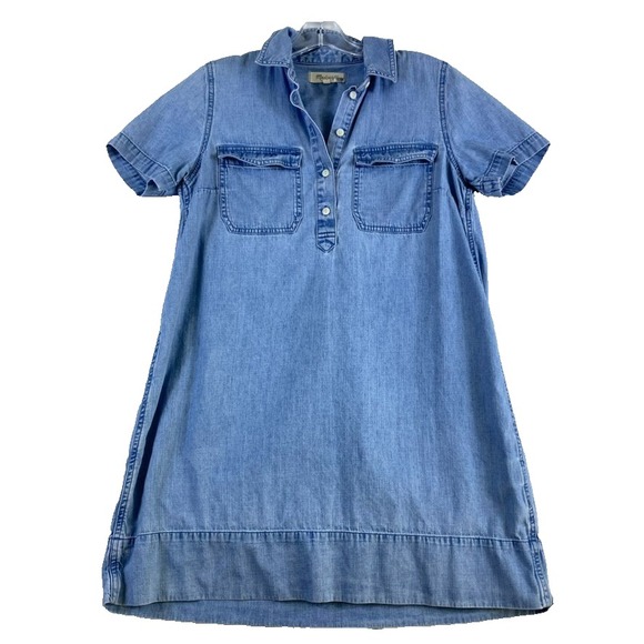 Madewell Denim Mini Dress Women Sz S Blue Short Sleeve Western Cowgirl - Picture 2 of 9